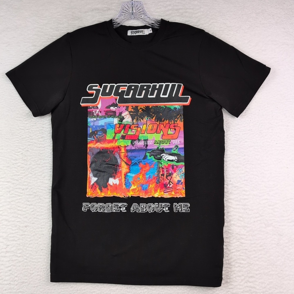 Sugarhill Black Visions Print Art Grunge Pop Shirt‎ - Medium